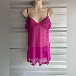 Victoria’s Secret Vintage Lace Pink Floral Lingerie Slip Top Size Medium